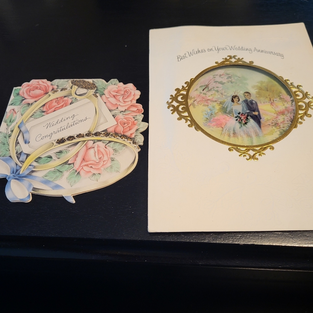 Vintage Floral Wedding Congratulations Card Set - Pink & Cream